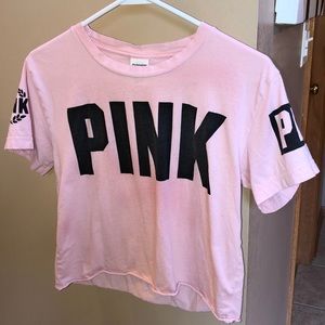 PINK logo crop top